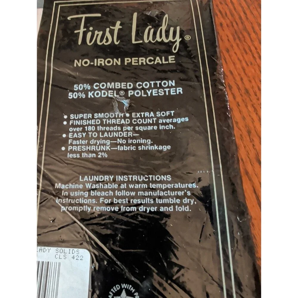 First Lady Twin Flat Sheet New Old Stock Beige Cotton Blend Original Package...